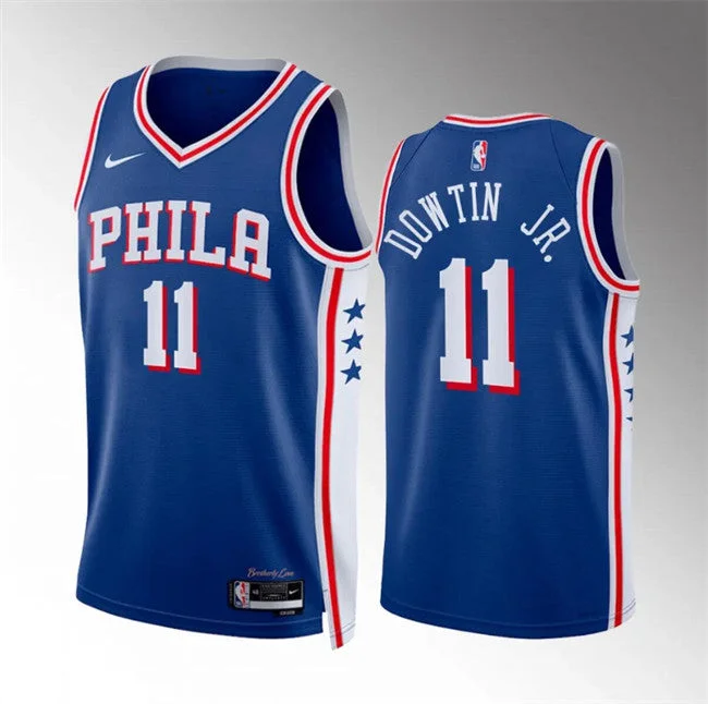 Men's Philadelphia 76ers #11 Jeff Dowtin Jr Royal Icon Edition Stitched Basketball Jersey