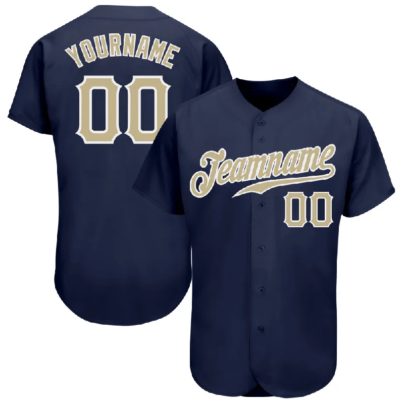 Custom Navy Vegas Gold-White Authentic Baseball Jersey