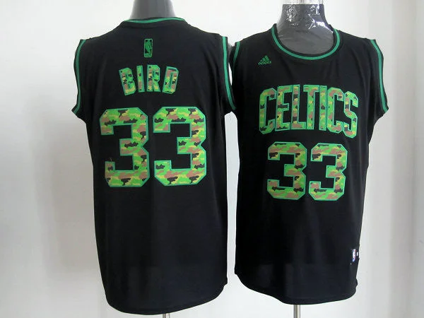 Celtics 33 Bird Black Camo number Basketball Jerseys