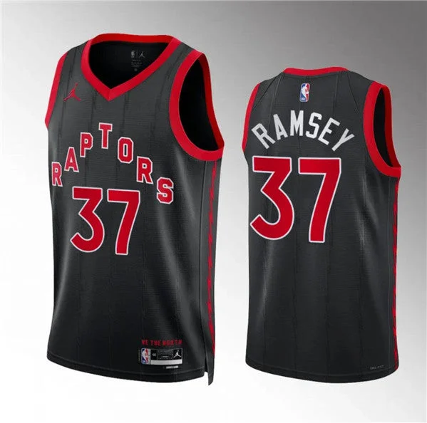 Men's Toronto Raptors #37 Jahmi'us Ramsey Black Statement Edition Stitched Basketball Basketball Jersey