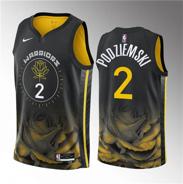 Men's Golden State Warriors #2 Brandin Podziemski Black 2023 Draft City Edition Swingman Stitched Basketball Basketball Jersey