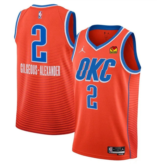 Men's Oklahoma City Thunder #2 Shai Gilgeous-Alexander Orange Statement Edition Stitched Basketball Basketball Jersey