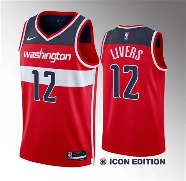 Men's Washington Wizards #12 Isaiah Livers Red Icon Edition Stitched Basketball Basketball Jersey