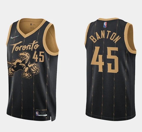 Men's Toronto Raptors #45 Dalano Banton 75th Anniversary Black City Edition Stitched Basketball Basketball Jersey