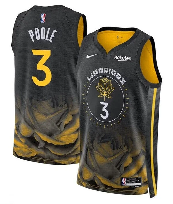 Men's Golden State Warriors #3 Jordan Poole 2022/2023 Black City edition Stitched Basketball Basketball Jersey