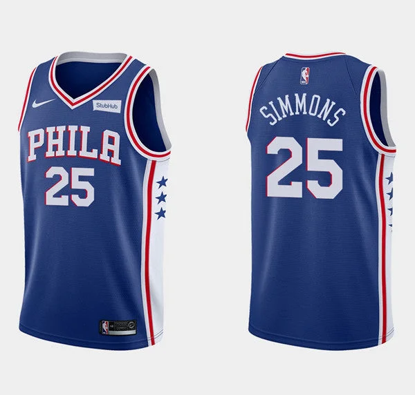 Men's Philadelphia 76ers #25 Ben Simmons Royal Icon Edition Stitched Swingman Basketball Jersey