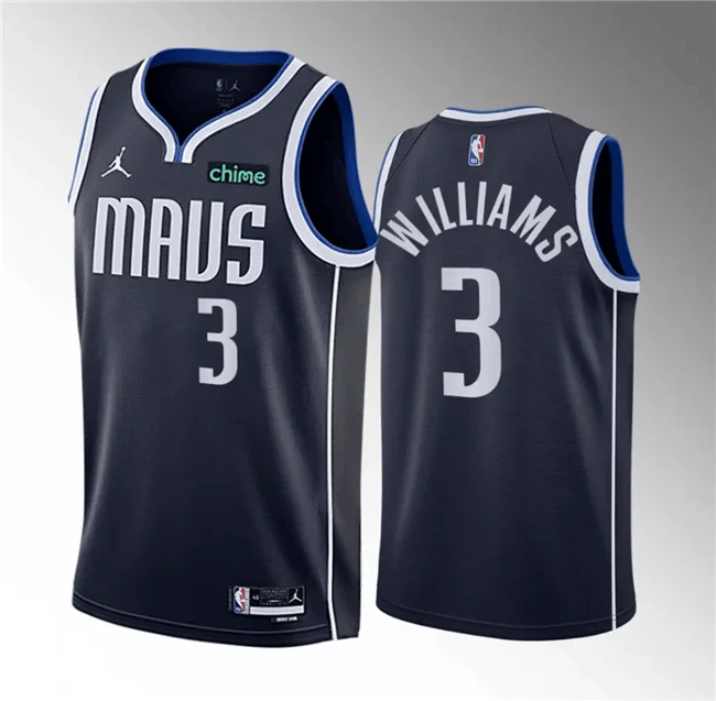 Men's Dallas Mavericks #3 Grant Williams Navy Statement Edition Stitched Basketball Basketball Jersey