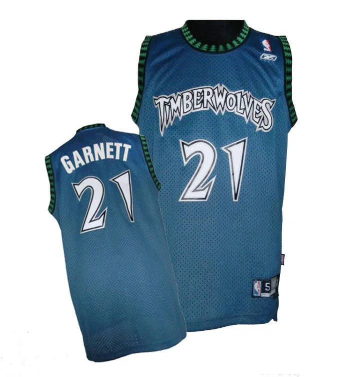 Timberwolves 21 Retro Garnett Blue Basketball Jerseys