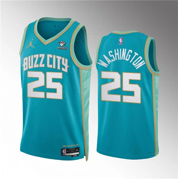 Men's Charlotte Hornets #25 P.J. Washington Teal 2023/24 City Edition Stitched Basketball Basketball Jersey