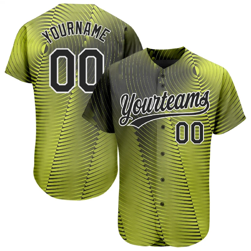 Custom Gold Black-White 3D Pattern Design Authentic Baseball Jersey