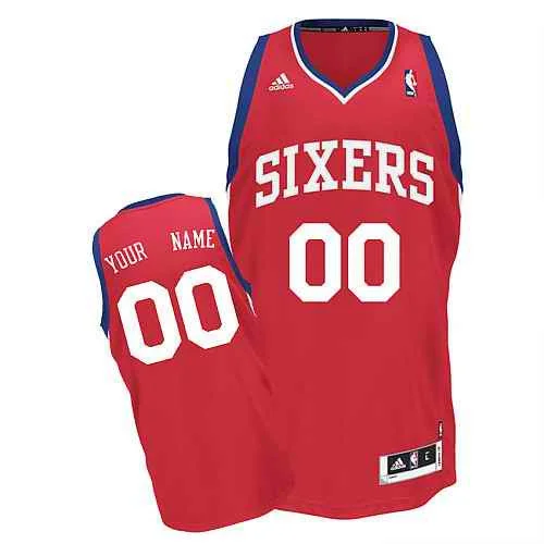 Philadelphia 76ERS Custom Swingman red Road Basketball Jersey