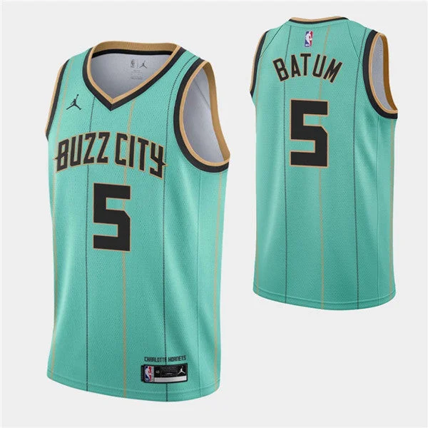 Men's Charlotte Hornets #5 Nicolas Batum Teal Buzz City Swingman 2020-21 Stitched Basketball Jersey