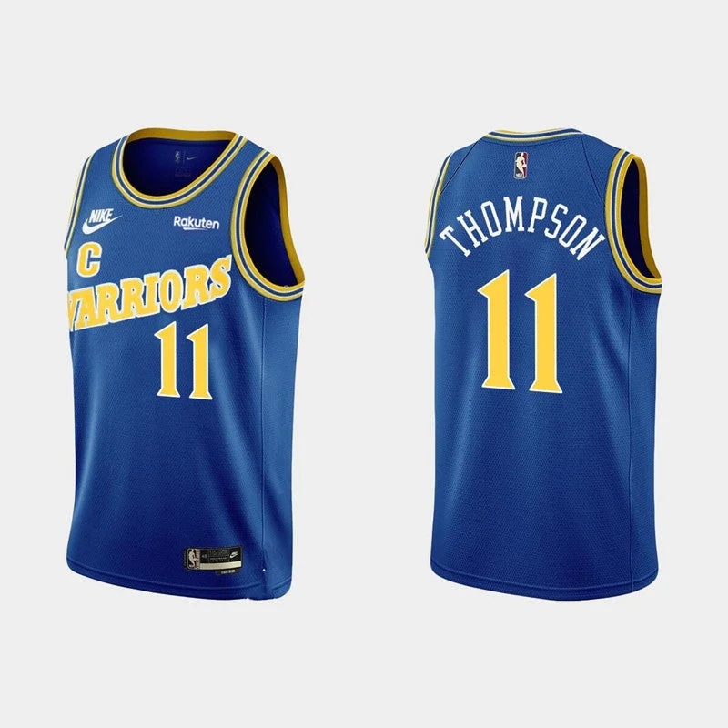 Men's Golden State Warriors #11 Klay Thompson Royal Classic Edition Stitched Basketball Jersey