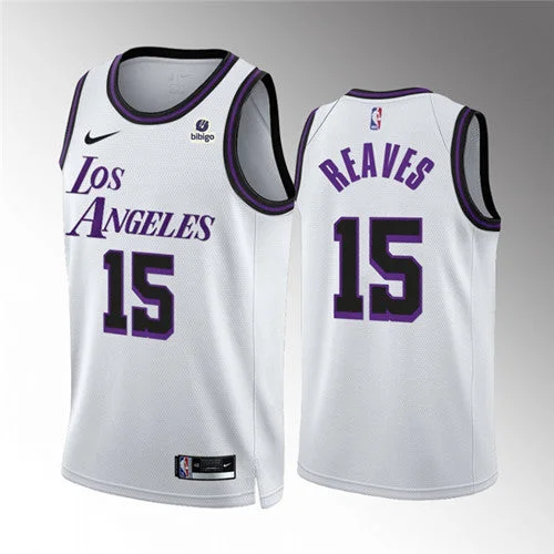 Men's Los Angeles Lakers #15 Austin Reaves White City Edition Stitched Basketball Basketball Jersey