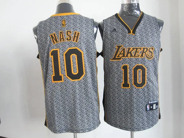 Lakers 10 Nash Grey Basketball Jerseys