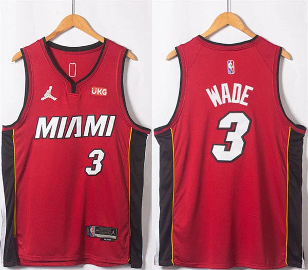 Men's Miami Heat #3 Dwyane Wade Red Statement Edition 75th Anniversary Stitched Basketball Jersey