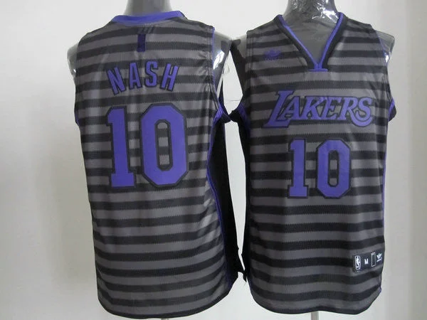 Lakers 10 Nash Black Gride Grey Basketball Jerseys