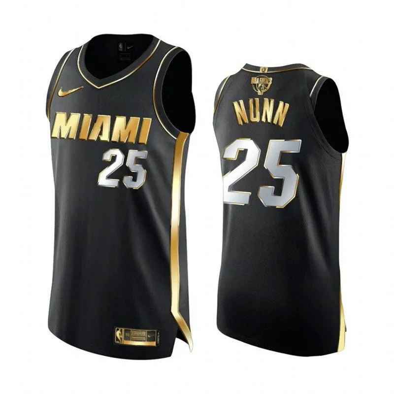 Men's Miami Heat #25 Kendrick Nunn Black 2020 Finals Golden Limited Edition Basketball Jersey