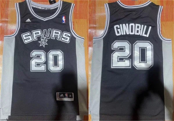 Men's San Antonio Spurs #20 Manu Ginobili Black Stitched Basketball Basketball Jersey