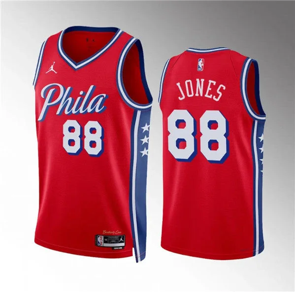 Men's Philadelphia 76ers #88 Kai Jones Red Statement Edition Stitched Basketball Jersey