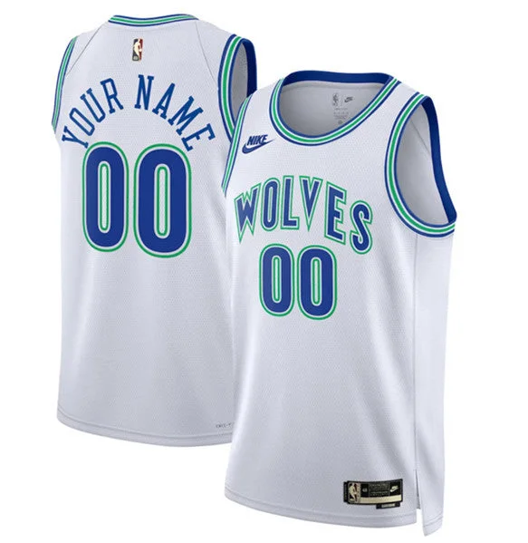 Men's Minnesota Timberwolves Active Player Custom White 2023/24 Classic Edition Stitched Basketball Jersey