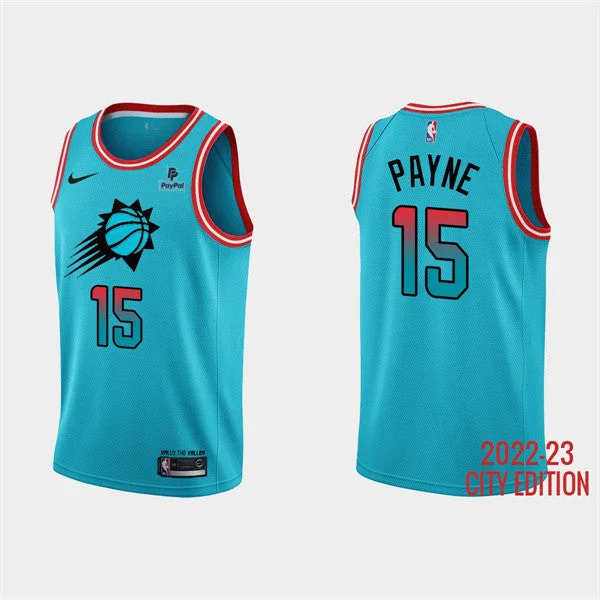 Men's Phoenix Suns #15 Cameron Payne Blue 2022/23 City Edition With Black Payple Patch Stitched Basketball Basketball Jersey