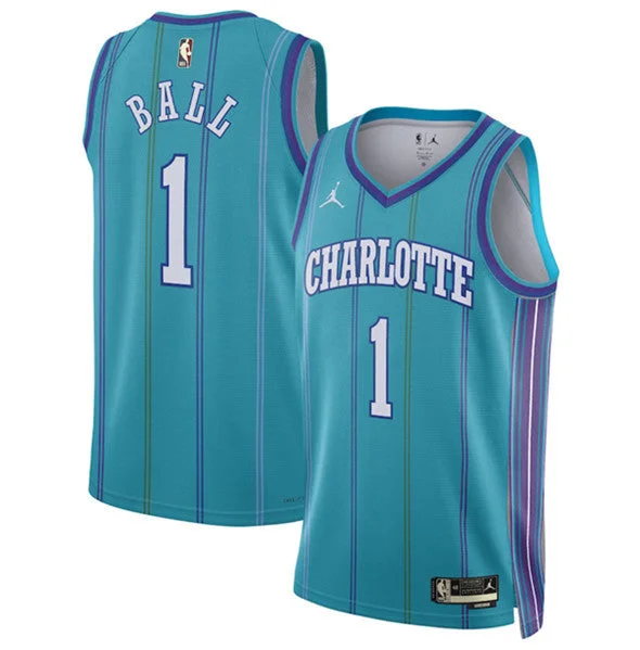 Men's Charlotte Hornets #1 LaMelo Ball Teal 2023/24 Classic Edition Stitched Basketball Basketball Jersey