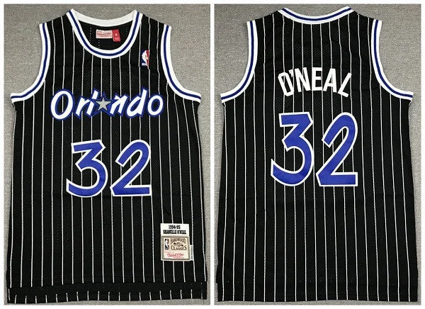 Men's Orlando Magic #32 Shaquille O'Neal Black Throwback Stitched Basketball Jersey