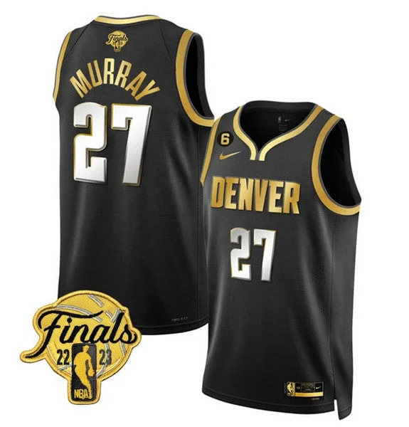 Men's Denver Nuggets #27 Jamal Murray Black 2023 Finals Collection With NO.6 Patch Stitched Basketball Basketball Jersey