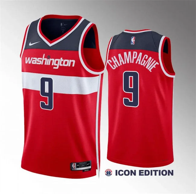 Men's Washington Wizards #9 Justin Champagnie Red Icon Edition Stitched Basketball Basketball Jersey