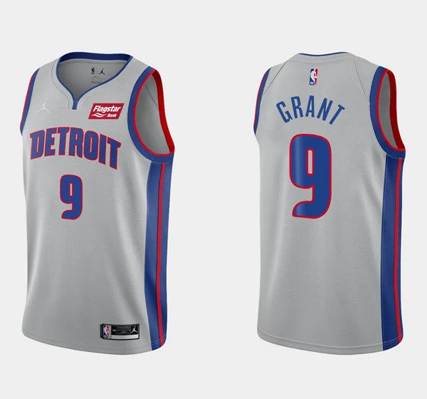 Men's Detroit Pistons #9 Jerami Grant Gray 2020-21 Stitched Basketball Jersey