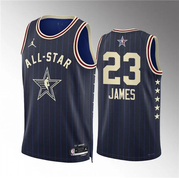 Men's 2024 All-Star #23 LeBron James Navy Stitched Basketball Basketball Jersey