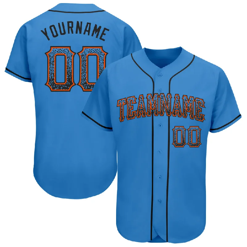 Custom Powder Blue Black-Orange Authentic Drift Fashion Baseball Jersey