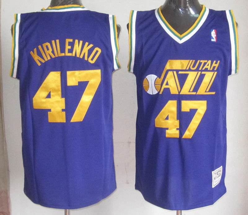 Jazz 47 Kirilenko Purple Basketball Jerseys