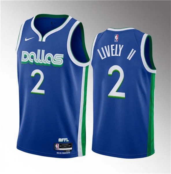 Men's Dallas Mavericks #2 Dereck Lively II Blue 2023 Draft City Edition Stitched Basketball Basketball Jersey