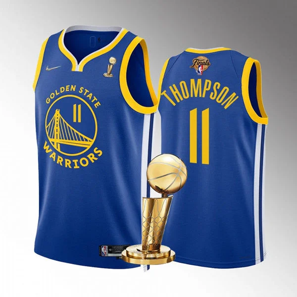 Men's Golden State Warriors #11 Klay Thompson Royal 2022 Finals Champions Stitched Basketball Jersey