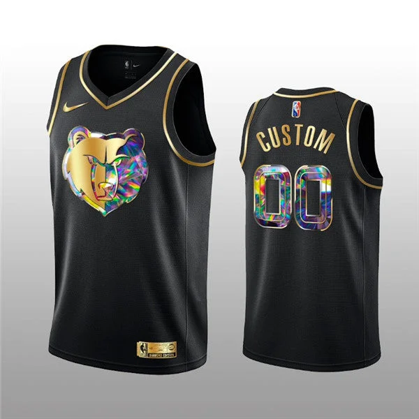 Men's Memphis Grizzlies Active Player Custom 2021/22 Black Golden Edition 75th Anniversary Diamond Logo Stitched Basketball Basketball Jersey