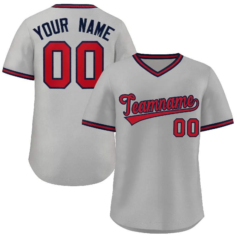 Custom White Red Navy Classic Style Outdoor Authentic Pullover Baseball Jersey