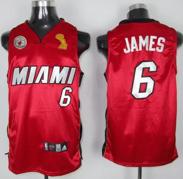 Heat 6 James Red 2013 Champion&25th Patch Basketball Jerseys