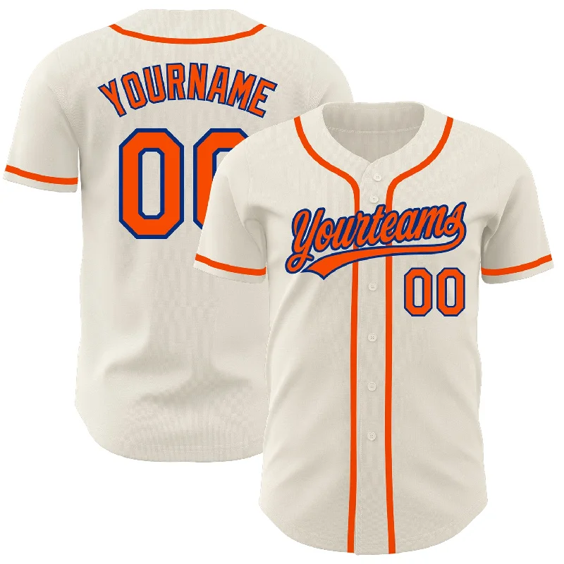 Custom Cream Orange-Royal Authentic Baseball Jersey