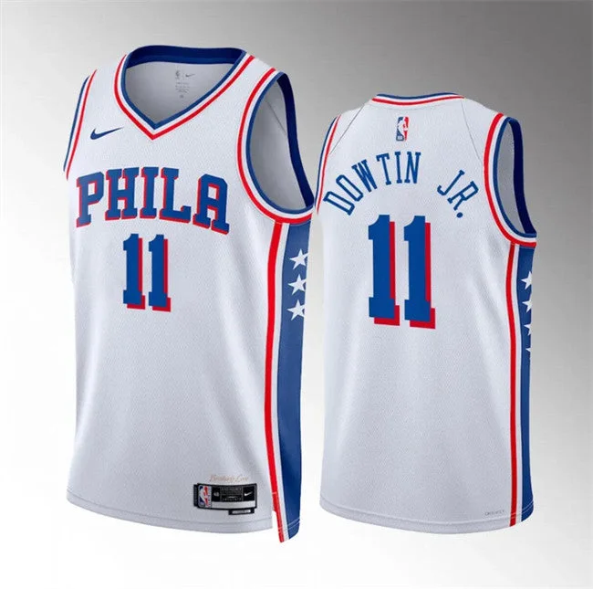 Men's Philadelphia 76ers #11 Jeff Dowtin Jr White Association Edition Stitched Basketball Jersey