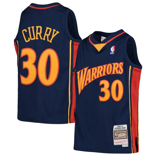 Men's Golden State Warriors #30 Stephen Curry Navy 2009-10 Throwback Stitched Basketball Jersey