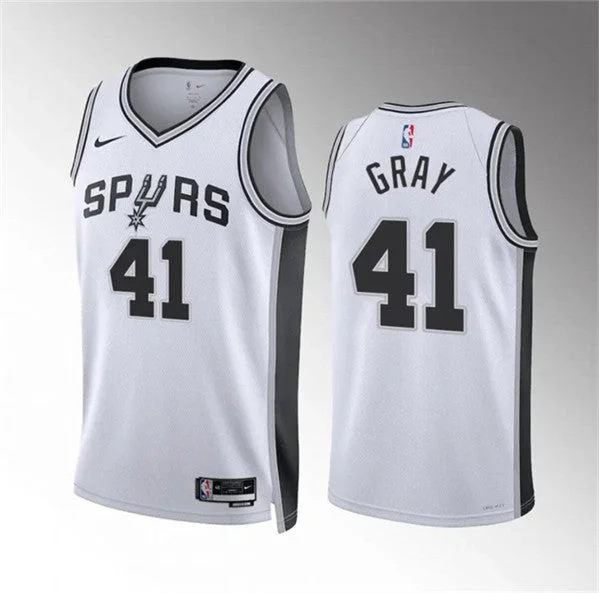 Men's San Antonio Spurs #41 Raiquan Gray White Association Edition Stitched Basketball Basketball Jersey