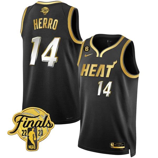 Men's Miami Heat #14 Tyler Herro Black 2023 Finals Stitched Basketball Basketball Jersey