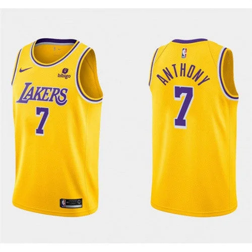 Men's Los Angeles Lakers #7 Carmelo Anthony "Bibigo" Yellow Stitched Basketball Basketball Jersey