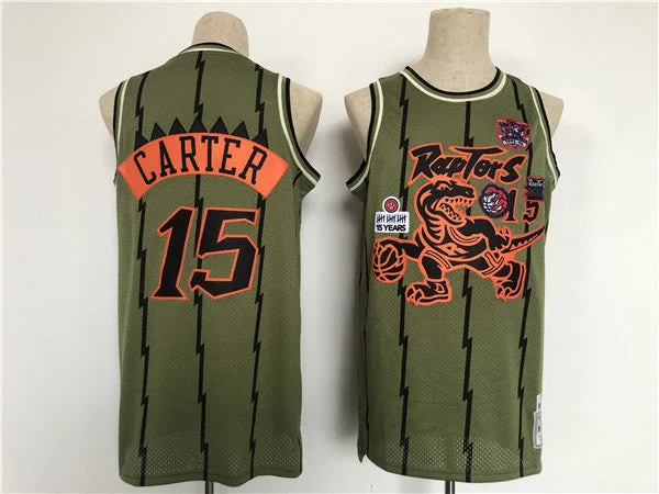 Men's Toronto Raptors #15 Vince Carter Oilve Throwback Stitched Basketball Jersey