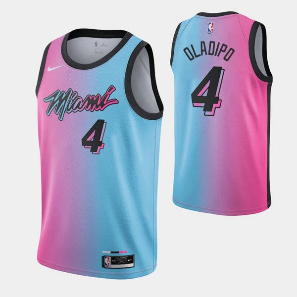 Men's Miami Heat #4 Victor Oladipo Pink Blue City Stitched Basketball Jersey