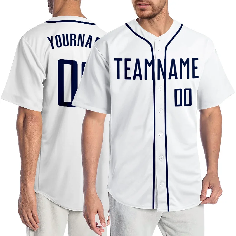 Custom White Navy Authentic Baseball Jersey