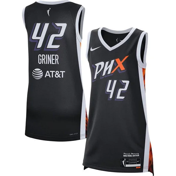 Men's Phoenix Mercury #42 Brittney Griner Black Stitched Basketball Jersey