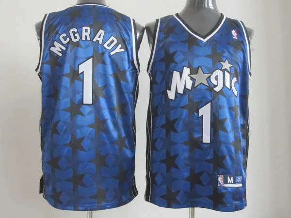 Magic 1 McGRADY Blue black star Basketball Jerseys